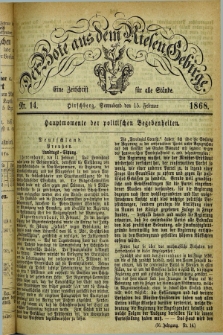 Der Bote aus dem Riesen-Gebirge : eine Zeitschrift für alle Stände. Jg.56, Nr. 14 (15 Februar 1868) + dod.