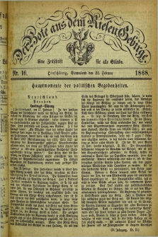 Der Bote aus dem Riesen-Gebirge : eine Zeitschrift für alle Stände. Jg.56, Nr. 16 (22 Februar 1868) + dod.
