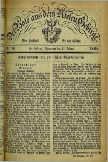 Der Bote aus dem Riesen-Gebirge : eine Zeitschrift für alle Stände. Jg.56, Nr. 18 (29 Februar 1868) + dod.