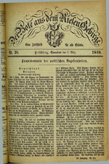 Der Bote aus dem Riesen-Gebirge : eine Zeitschrift für alle Stände. Jg.56, Nr. 20 (7 März 1868) + dod.