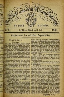 Der Bote aus dem Riesen-Gebirge : eine Zeitschrift für alle Stände. Jg.56, Nr. 31 (15 April 1868) + dod.