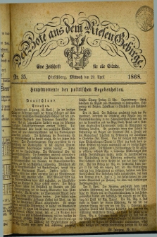 Der Bote aus dem Riesen-Gebirge : eine Zeitschrift für alle Stände. Jg.56, Nr. 35 (29 April 1868) + dod.