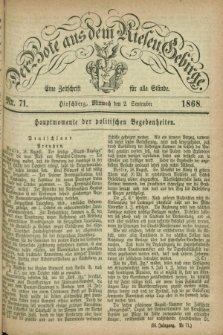 Der Bote aus dem Riesen-Gebirge : eine Zeitschrift für alle Stände. Jg.56, Nr. 71 (2 September 1868) + dod.
