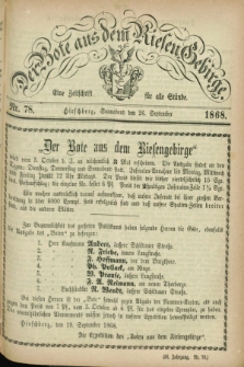 Der Bote aus dem Riesen-Gebirge : eine Zeitschrift für alle Stände. Jg.56, Nr. 78 (26 September 1868) + dod.