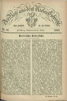 Der Bote aus dem Riesen-Gebirge : eine Zeitschrift für alle Stände. Jg.56, Nr. 89 (24 Oktober 1868) + dod.
