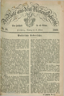 Der Bote aus dem Riesen-Gebirge : eine Zeitschrift für alle Stände. Jg.57, Nr. 20 (16 Februar 1869) + dod.