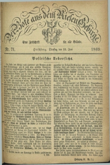 Der Bote aus dem Riesen-Gebirge : eine Zeitschrift für alle Stände. Jg.57, Nr. 71 (22 Juni 1869) + dod.