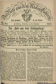 Der Bote aus dem Riesen-Gebirge : eine Zeitschrift für alle Stände. Jg.57, Nr. 114 (30 September 1869) + dod.