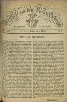 Der Bote aus dem Riesen-Gebirge : eine Zeitschrift für alle Stände. Jg.58, Nr. 115 (4 Oktober 1870) + dod.
