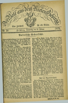 Der Bote aus dem Riesen-Gebirge : eine Zeitschrift für alle Stände. Jg.59, Nr. 20 (16 Februar 1871) + dod.