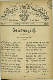 Der Bote aus dem Riesen-Gebirge : eine Zeitschrift für alle Stände. Jg.59, Nr. 27 (4 März 1871) + dod.