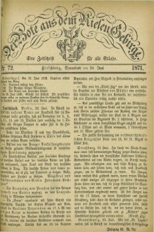 Der Bote aus dem Riesen-Gebirge : eine Zeitschrift für alle Stände. Jg.59, Nr. 72 (24 Juni 1871) + dod.