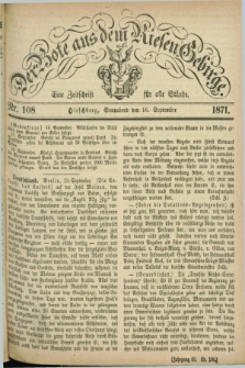 Der Bote aus dem Riesen-Gebirge : eine Zeitschrift für alle Stände. Jg.59, Nr. 108 (16 September 1871) + dod.