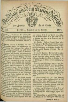 Der Bote aus dem Riesen-Gebirge : eine Zeitschrift für alle Stände. Jg.59, Nr. 111 (23 September 1871) + dod.