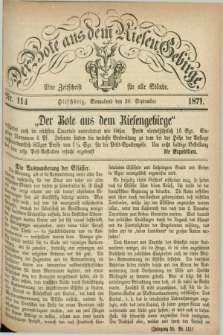 Der Bote aus dem Riesen-Gebirge : eine Zeitschrift für alle Stände. Jg.59, Nr. 114 (30 September 1871) + dod.