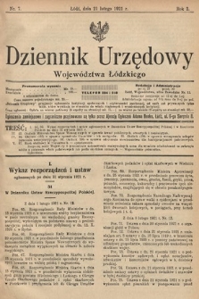 Dziennik Urzędowy Województwa Łódzkiego. 1921, nr 7