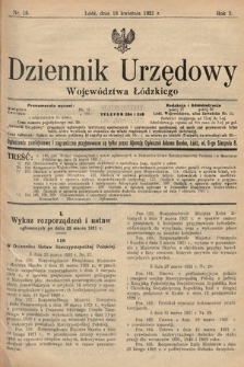 Dziennik Urzędowy Województwa Łódzkiego. 1921, nr 15