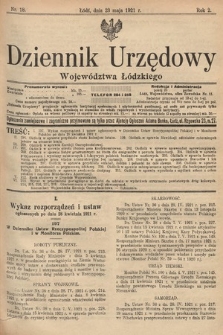 Dziennik Urzędowy Województwa Łódzkiego. 1921, nr 18