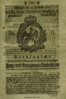 Breslausche auf das Interesse der Commerzien der Schles. Lande eingerichtete Frag- und Anzeigungs-Nachrichten. 1817, No. 51 (22 December) + dod.