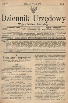 Dziennik Urzędowy Województwa Łódzkiego. 1921, nr 19