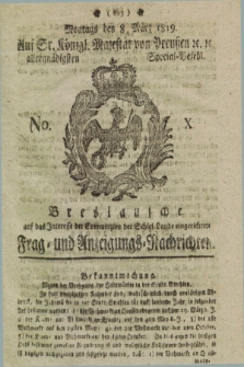 Breslausche auf das Interesse der Commerzien der Schles. Lande eingerichtete Frag- und Anzeigungs-Nachrichten. 1819, No. 10 (8 März) + dod.