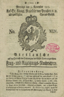 Breslausche auf das Interesse der Commerzien der Schles. Lande eingerichtete Frag- und Anzeigungs-Nachrichten. 1819, No. 44 (1 November) + dod.