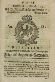 Breslausche auf das Interesse der Commerzien der Schles. Lande eingerichtete Frag- und Anzeigungs-Nachrichten. 1819, No. 48 (29 November) + dod.