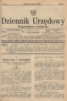 Dziennik Urzędowy Województwa Łódzkiego. 1921, nr 27