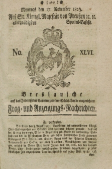 Breslausche auf das Interesse der Commerzien der Schles. Lande eingerichtete Frag- und Anzeigungs-Nachrichten. 1823, No. 46 (17 November) + dod.