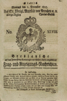 Breslausche auf das Interesse der Commerzien der Schles. Lande eingerichtete Frag- und Anzeigungs-Nachrichten. 1823, No. 48 (1 December) + dod.
