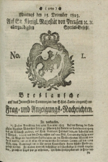 Breslausche auf das Interesse der Commerzien der Schles. Lande eingerichtete Frag- und Anzeigungs-Nachrichten. 1823, No. 50 (15 December) + dod.