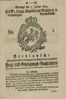 Breslausche auf das Interesse der Commerzien der Schles. Lande eingerichtete Frag- und Anzeigungs-Nachrichten. 1824, No. 1 (5 Januar) + dod.