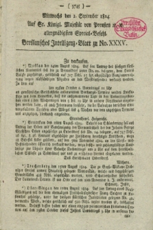 Breslausche auf das Interesse der Commerzien der Schles. Lande eingerichtete Frag- und Anzeigungs-Nachrichten. 1824, [dodatek do] No. 35 (1 September) + dod.