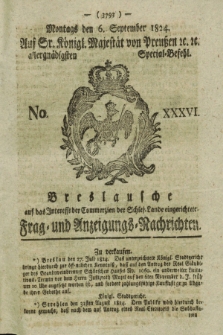 Breslausche auf das Interesse der Commerzien der Schles. Lande eingerichtete Frag- und Anzeigungs-Nachrichten. 1824, No. 36 (6 September) + dod.