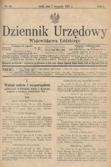 Dziennik Urzędowy Województwa Łódzkiego. 1921, nr 41