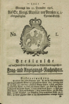 Breslausche auf das Interesse der Commerzien der Schles. Lande eingerichtete Frag- und Anzeigungs-Nachrichten. 1826, No. 50 (11 December) + dod.