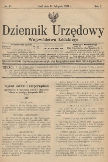 Dziennik Urzędowy Województwa Łódzkiego. 1921, nr 43