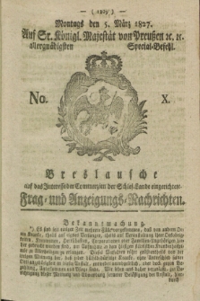 Breslausche auf das Interesse der Commerzien der Schles. Lande eingerichtete Frag- und Anzeigungs-Nachrichten. 1827, No. 10 (5 März) + dod.