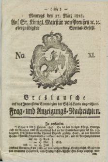 Breslausche auf das Interesse der Commerzien der Schles. Lande eingerichtete Frag- und Anzeigungs-Nachrichten. 1828, No. 11 (17 März) + dod.