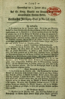 Breslausche auf das Interesse der Commerzien der Schles. Lande eingerichtete Frag- und Anzeigungs-Nachrichten. 1828, [dodatek do] No. 52 (1 Januar) + dod.