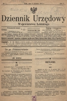 Dziennik Urzędowy Województwa Łódzkiego. 1922, nr 1