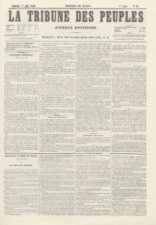 La Tribune des Peuples : journal quotidien, edition du matin. 1849, nr 76