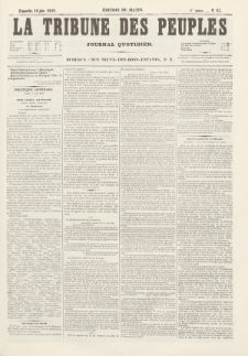 La Tribune des Peuples : journal quotidien, edition du matin. 1849, nr 85