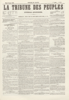La Tribune des Peuples : journal quotidien, edition du matin. 1849, nr 87
