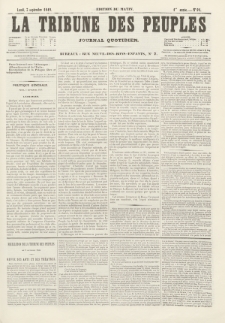La Tribune des Peuples : journal quotidien, edition du matin. 1849, nr 91