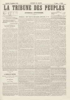 La Tribune des Peuples : journal quotidien, edition du matin. 1849, nr 109