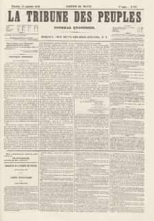 La Tribune des Peuples : journal quotidien, edition du matin. 1849, nr 111