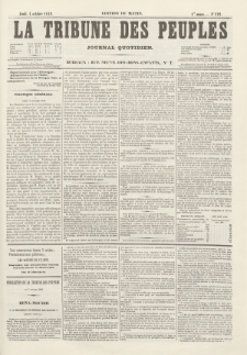 La Tribune des Peuples : journal quotidien, edition du matin. 1849, nr 122