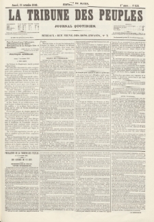 La Tribune des Peuples : journal quotidien, edition du matin. 1849, nr 158