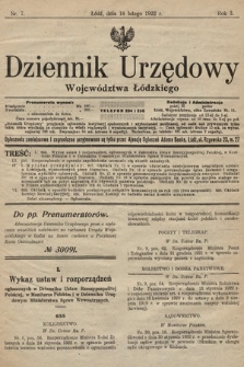 Dziennik Urzędowy Województwa Łódzkiego. 1922, nr 7